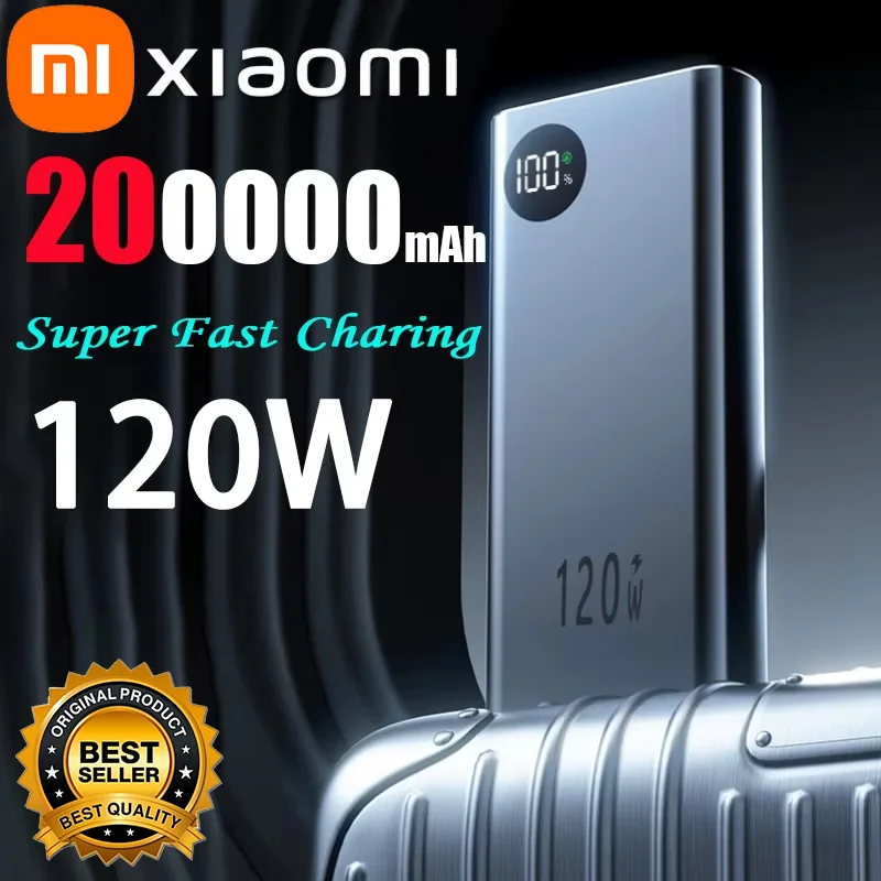 Xiaomi 120W 200000mAh Power Bank Super Fast Charging Battery High Capacity Digital Display Power Bank For Iphone Samsung Huawei