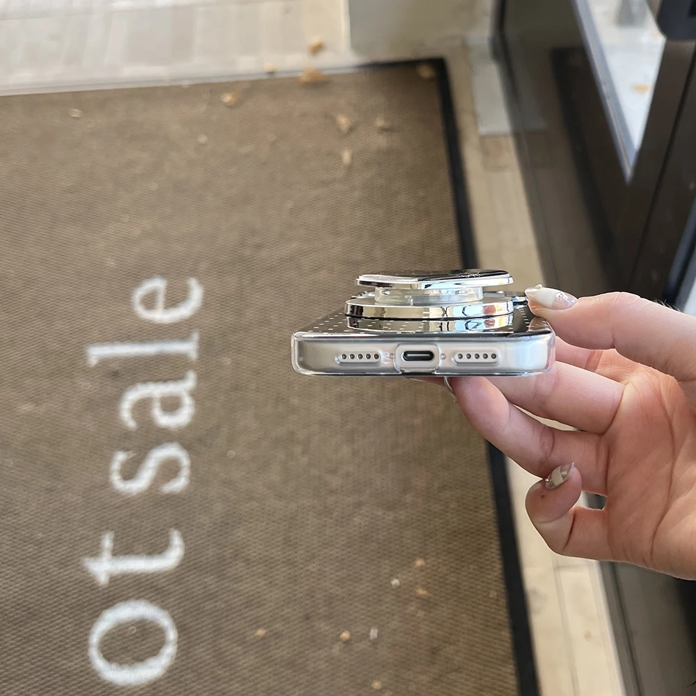 Funda de teléfono con carga inalámbrica magnética de lunares negros con bonito corazón 3D para IPhone 16 15 14 Pro Max 17 Pro Max Magsafe Funda