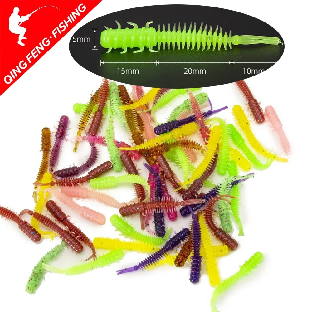 20Pcs*0.4g/4.5cm Fishing Worm Soft Lure Bass Pike Minnow Swimbait Jigging Earthworm Bait Pesca Jig Trout Rockfish Root Fishing