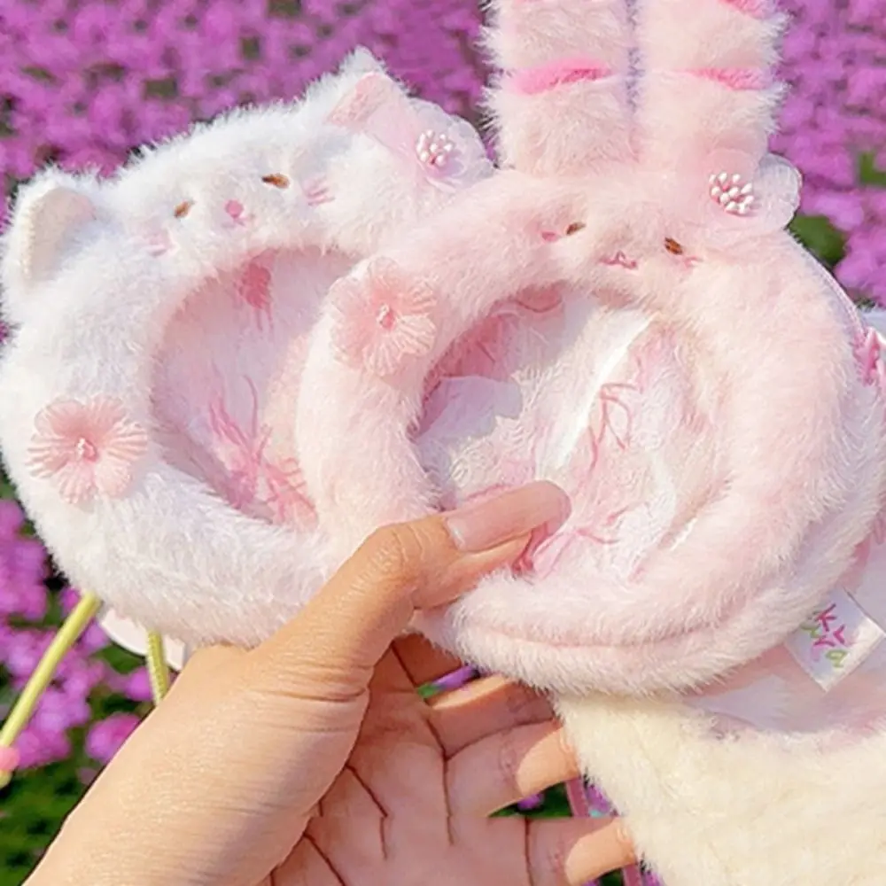 Llavero con forma de animal, billetera cero, monedero de gato suave rosa, insignia transparente de dibujos animados creativos para exteriores