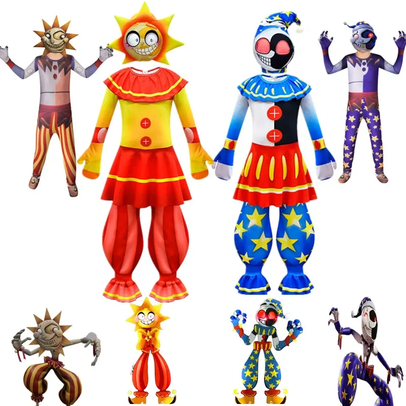 Fnaf Sundrop And Moondrop cosplay costumes for boys girls Fnaf Security Breach Sunrise BOSS Bodysuit Halloween Costumes for Kids