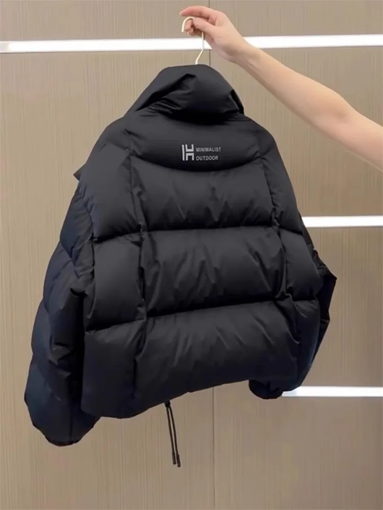 Dames ort Thiened Du down Jaet Winter Warme Bovenkleding Bla Bread Sle Jas Koreaanse Sle Recht gesneden polyester stof