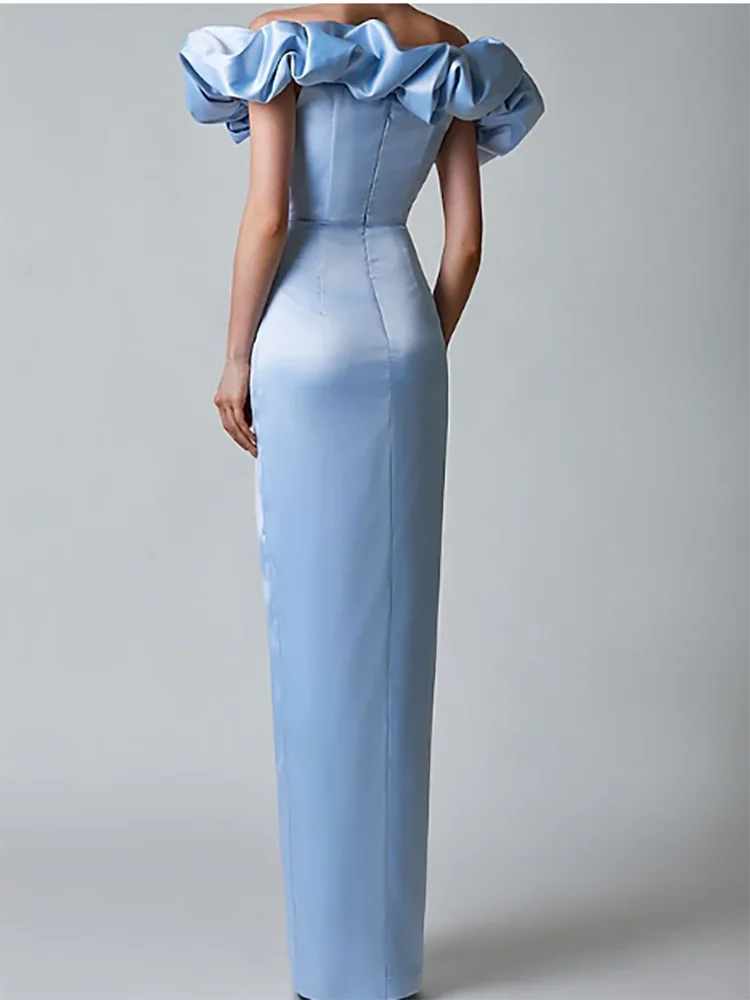 فساتين سهرة كلاسيكية بدون أكتاف متدرجة مستقيمة لحفلات أعياد الميلاد مخصصة