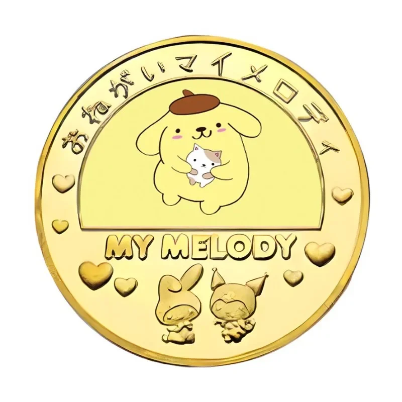 Sanrio kuromi olá kitty pochacco hangyodon bonito kawaii periférico moedas comemorativas criativo dos desenhos animados ornamentos presentes do feriado