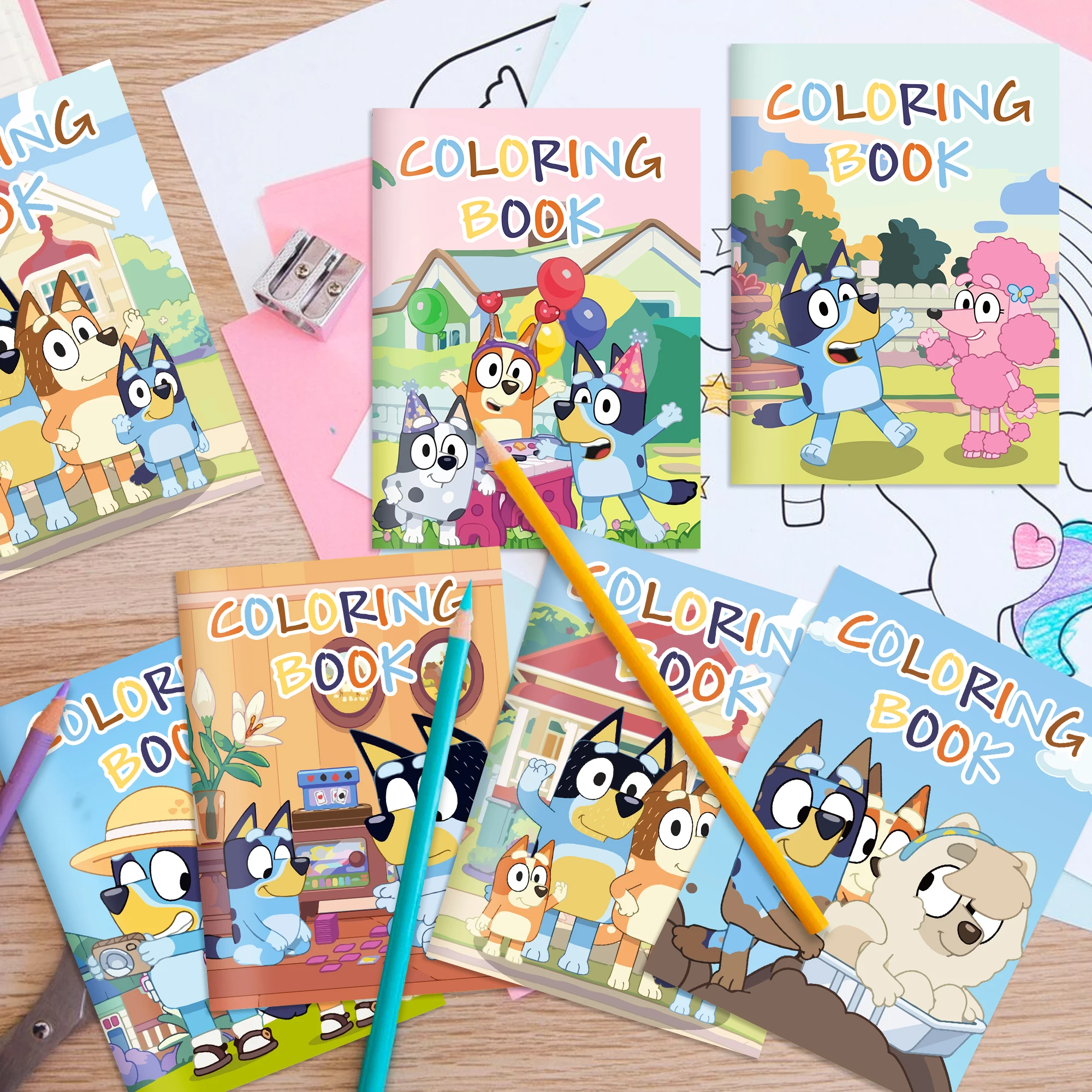 12pcs Kids Cartoon Movie Pet Dog Animal Theme Graffiti Drawing Painting Books DIY Coloring Picture Book Birthday Party Gifts