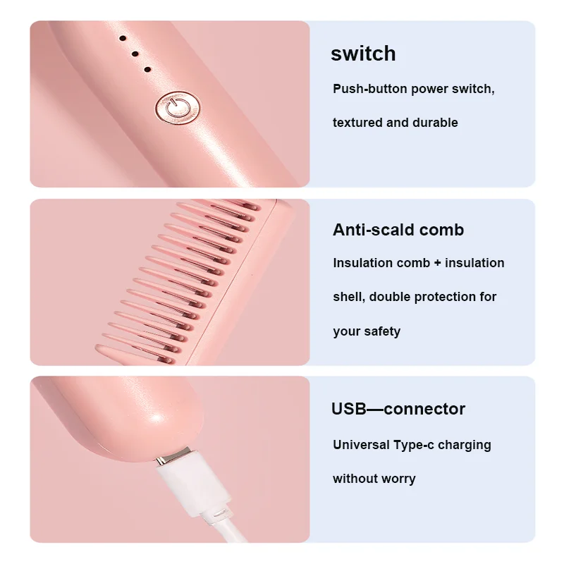 Wireless Automatic Hair Straightener Multifunctional USB Rechargeable Hair Straightener Portable Ceramic Hair Straightening Tool