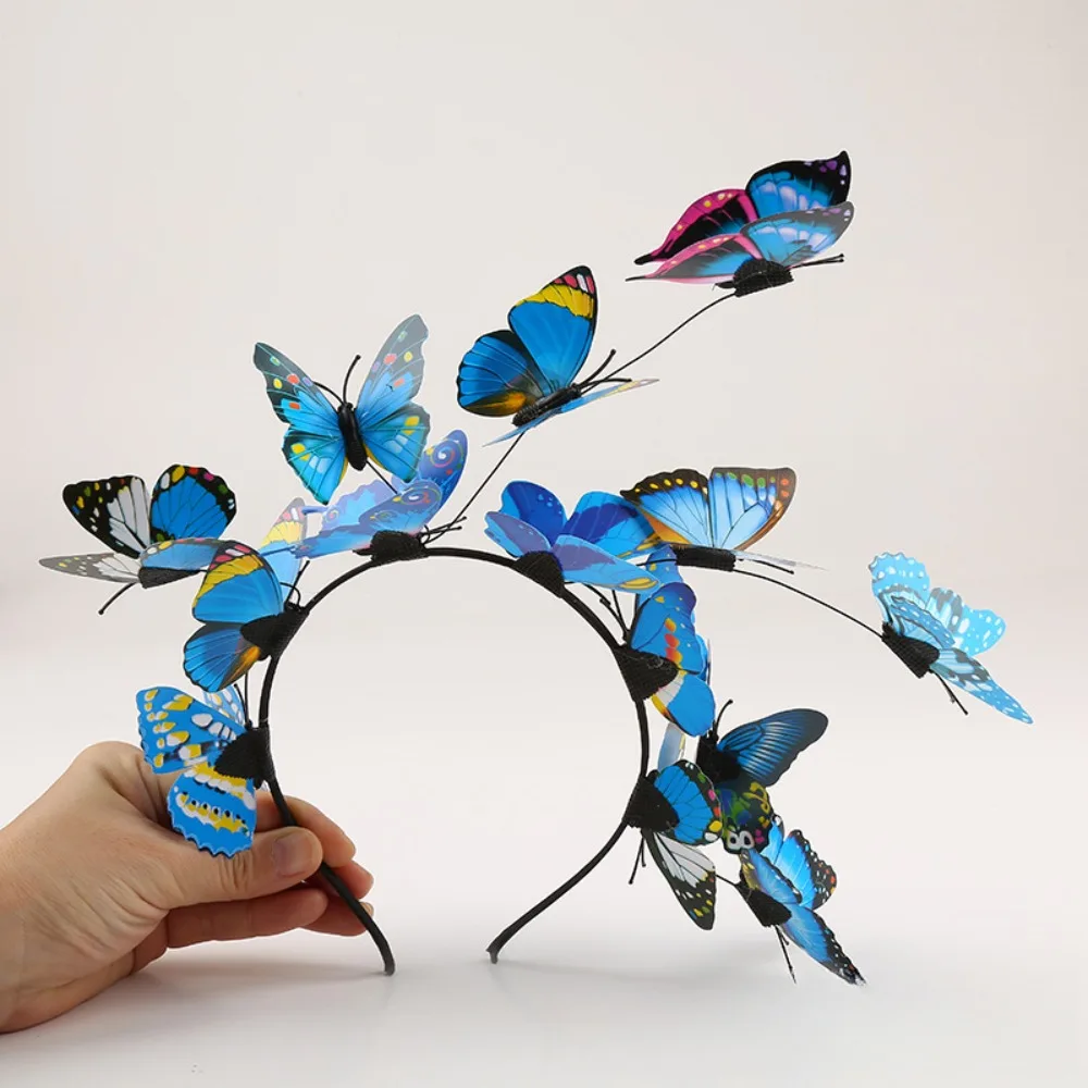 Women's Fashion Fairy Wreath Headband Wreath Prop Hair Accessory Butterfly Jewelry Headbands Flower Garland Hair Band Wedding