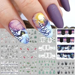 Christmas Water Nail Decals Winter Forest Nail Stickers Snowy Tree New Year Decoration Transfer Sliders for Manicure NTJF109-120