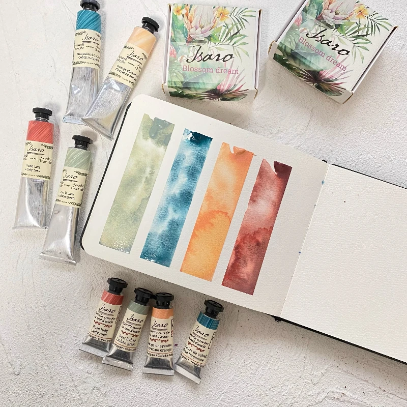 New 4-color 7ml Tube-shaped Plant Watercolor Paint Set  Artist's Art Supplies Hand-drawing Illustration Design Portable Pigment