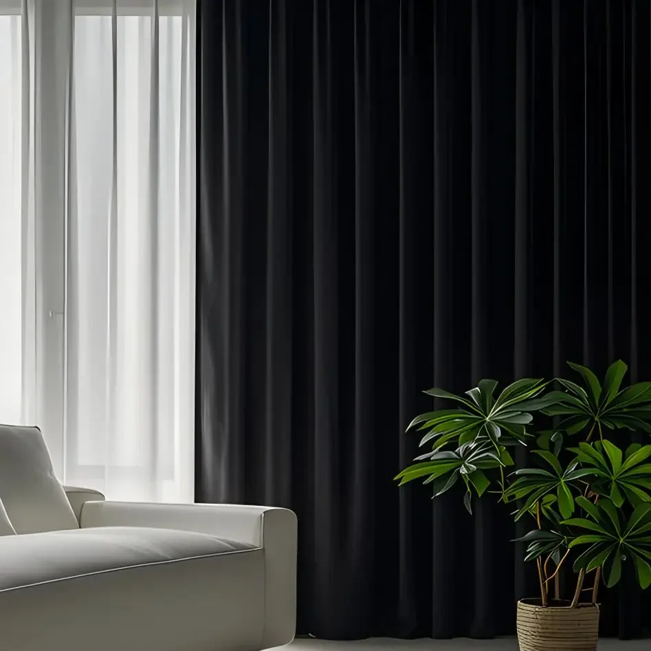 Dual-Sided Blackout Curtains - Thermal Insulated, Soundproof, UV Blocking For Studio, Home Theater, Photography, Dance Room