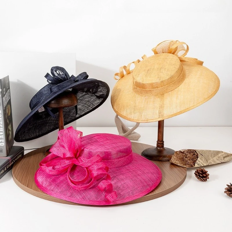 2026 New Summer High-end Wide Linen Fascinator Perfect Wedding Hat Unique Derby Party Hat Fashion Church Hats