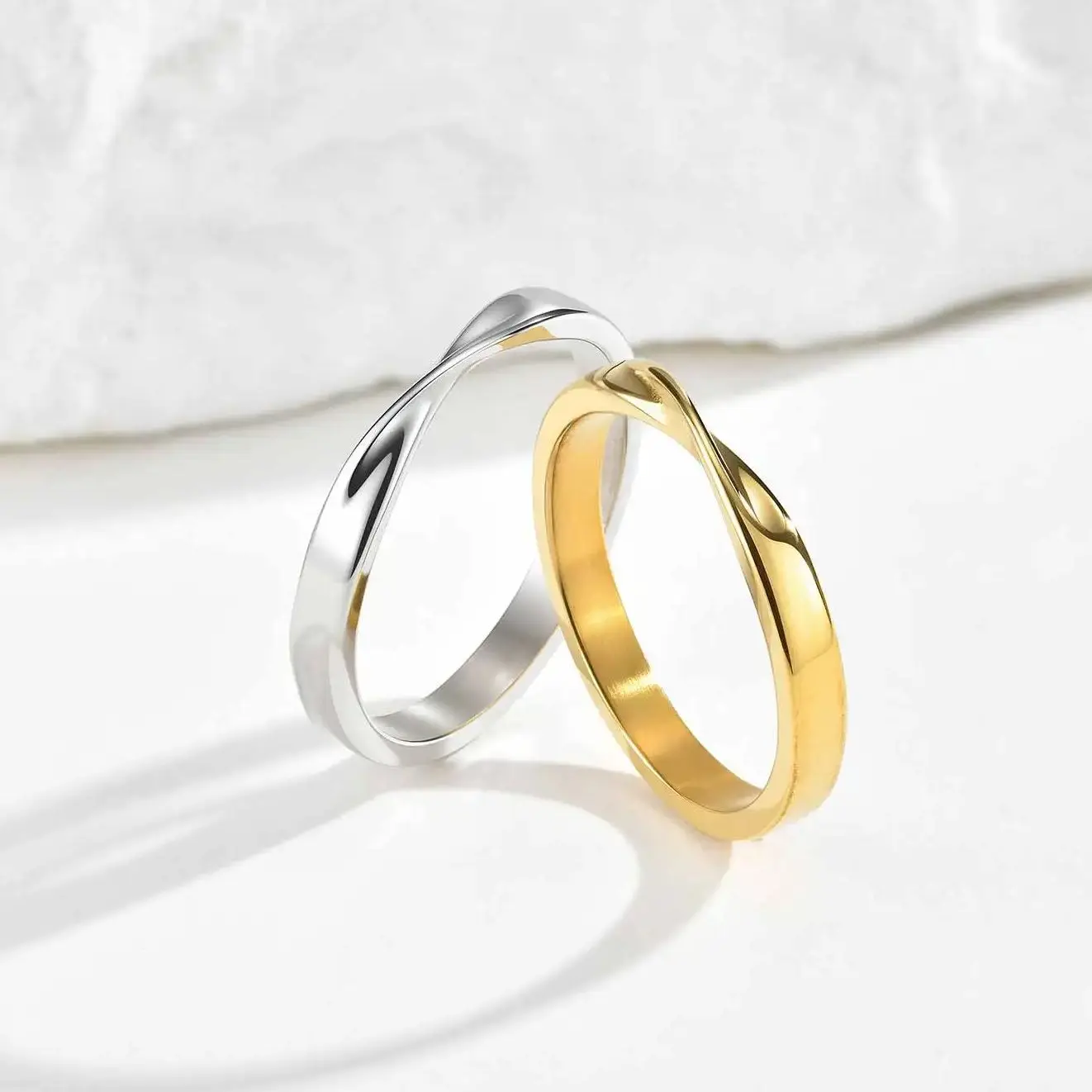 Classic Love Mobius Ring For Lovers, Metal Stainless Steel Jewelry, Romantic Wedding Bands Anniversary Gifts