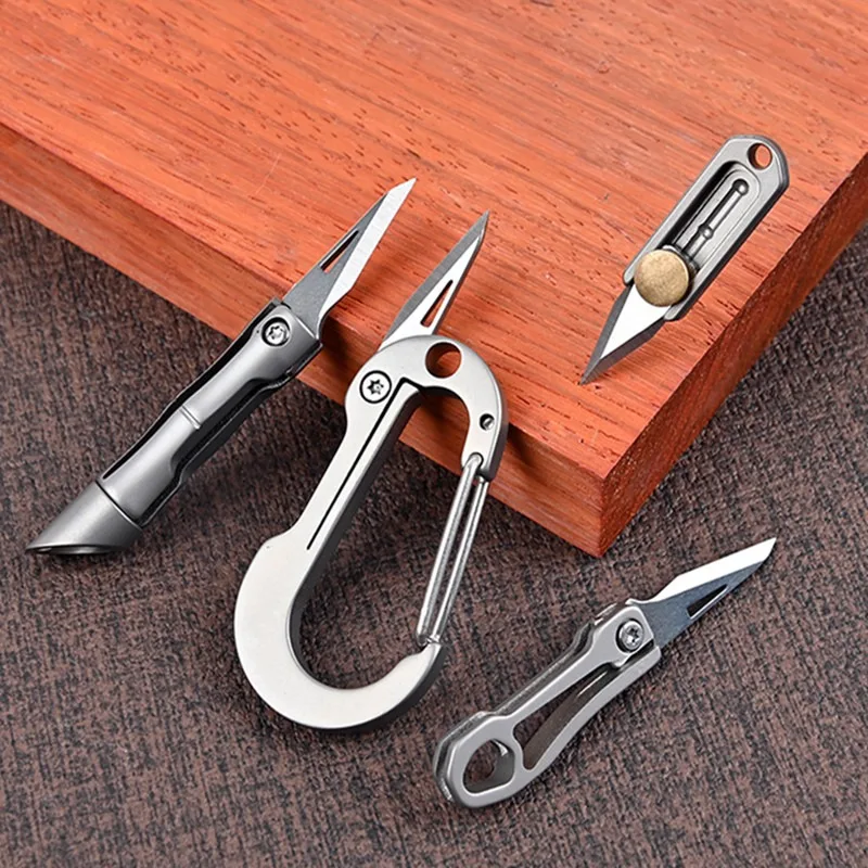 Titanium Alloy Mini Folding Knife Fruit Knife Express Tool EDC KeyChain Pocket Knives Outdoor Survival Pendant Paper Cutting