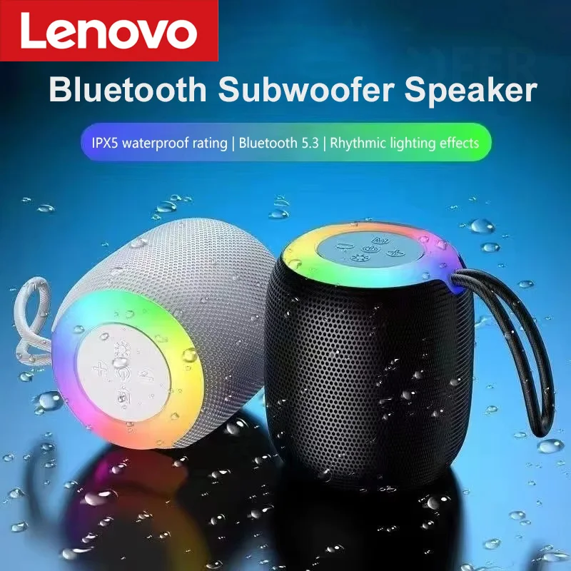 Lenovo Mini Bluetooth-Lautsprecher mit Trageriemen Tragbarer Outdoor-Heim-Mini-Lautsprecher mit Tiefbass Reise-Essentials Valentinstag