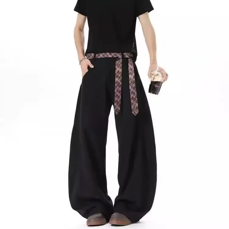 

Мужские летние легкие брюки Ele с высокой талией, прямого кроя, свободные, модные, из полиэфирного волокна