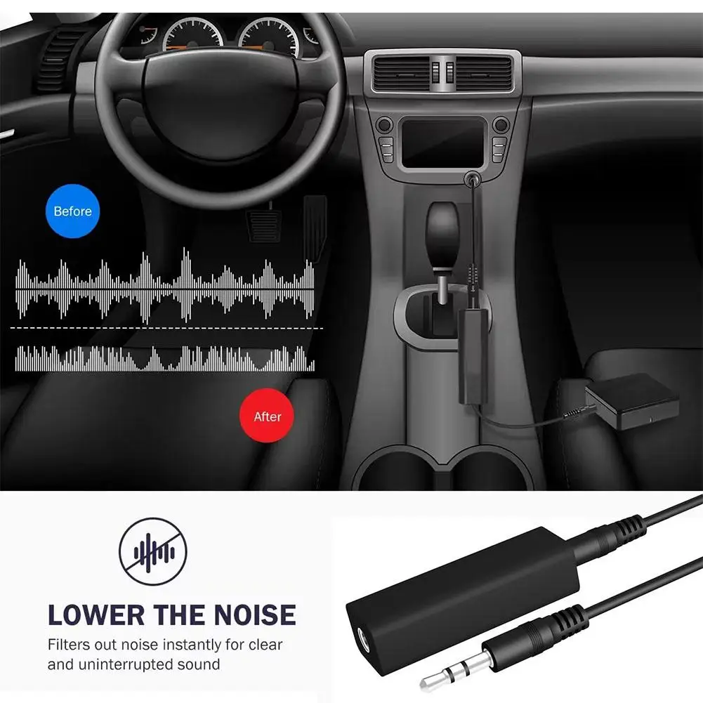 Speaker Line 3.5mm Aux Audio Noise Filter Ground Loop Noise Isolator Eliminate for Home Stereo Car Stereo Audio System