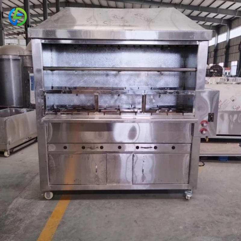 Multi Purpose Commercial Bbq Grill Machine Automatic Rotation Beef Pepper Roasting Machine FL Customized