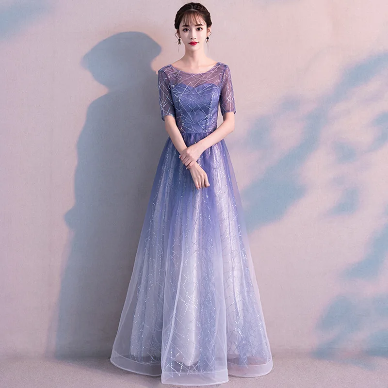 

Ele Long Evening Gown Women's 2024 New Sle Large Chorus Performance Outfit Adult Host Banquet Star adient Skirt