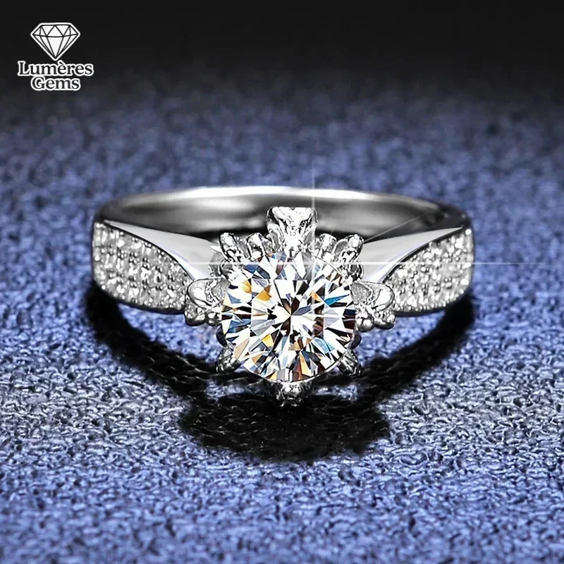 

Women'S Luxury PT950 Platinum Eternal Wedding Ring - 1 Carat Real GRA VVS Moissanite Diamond, Fine Jewelry