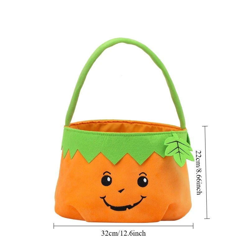 Novo balde de abóbora de halloween decoração de páscoa adereços super macio portátil pelúcia smiley rosto tridimensional saco de abóbora