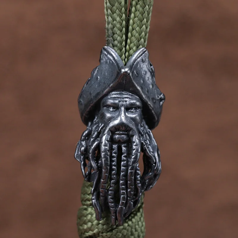 خرزات سكين نحاسية بوجه أخطبوط قرصان، أساور منسوجة يدوياً، إكسسوارات تعليق خارجية - 4