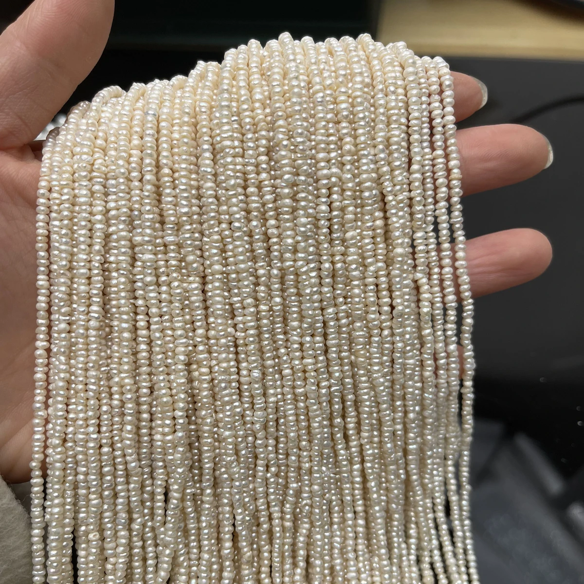 3-4mm Witte Platte Natuurlijke Zoetwaterparel Kralen 100% Echte Losse Kralen voor DIY Sieraden Maken Kettingen Armbanden Accessoires