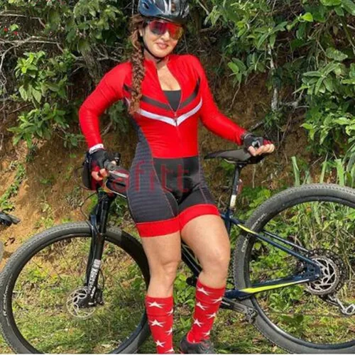 Imagen 2 del producto KAFITTA-traje de trabajo de una pieza para mujer, conjunto de manga larga para ciclismo de otoño, ropa de Ciclismo de Carretera de GEL