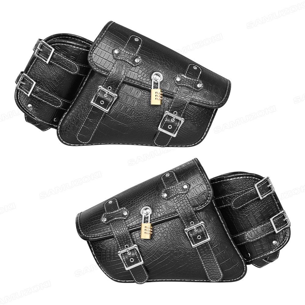 Universal Motorcycle Side Saddle Bags PU Leather SwingArm Tool Bag Water Bottle Holder Cafe Racer Luggage Bag For Cruiser Custom