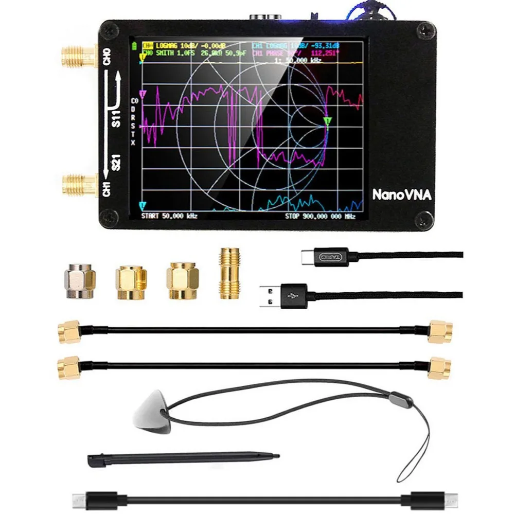 NanoVNA-H Upgraded Antenna with SD Card Slot HF VHF UHF Vector Network Antenna Analyzer Handheld Spectrum Analyzer RTC Support