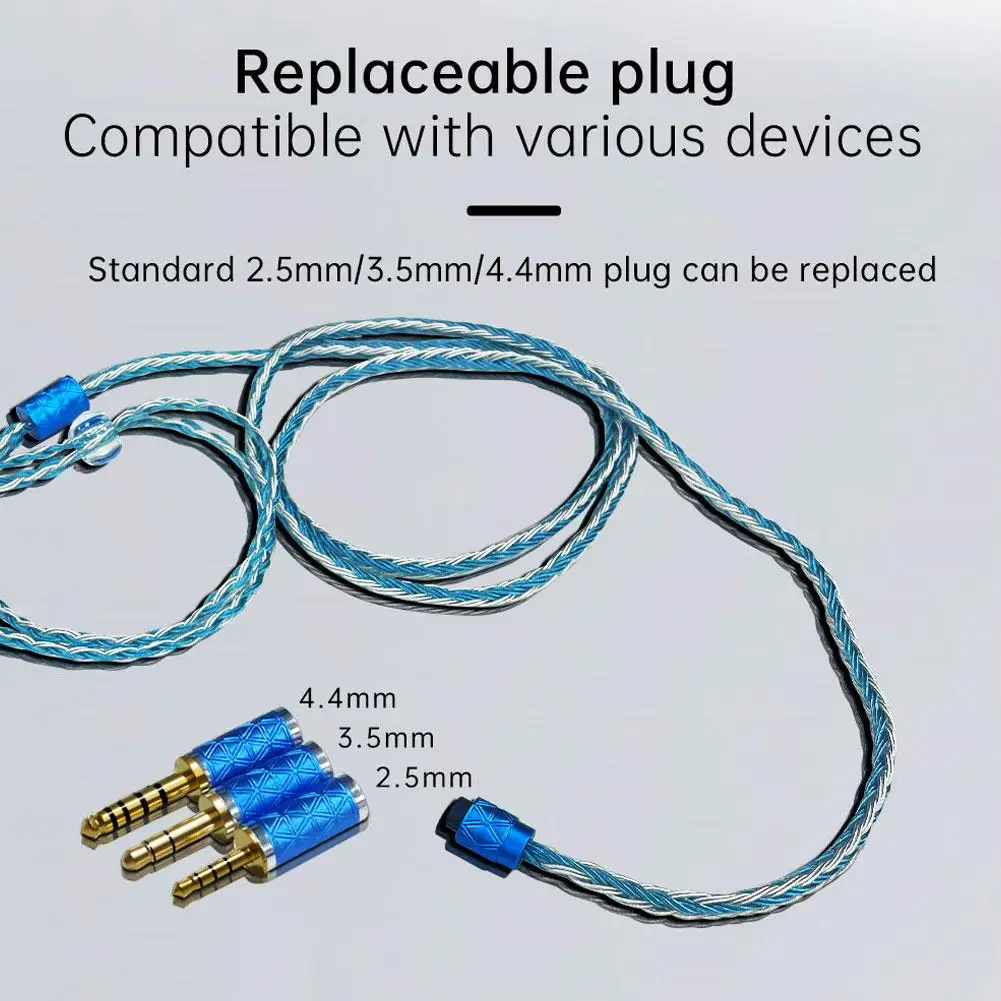 Substituição de auscultadores Cabo Adaptador, Prata Plated Wire Core, HiFi, 0.75DIY, ND D3, 2.5mm, 3.5mm, 4.4mm, 16 Strand