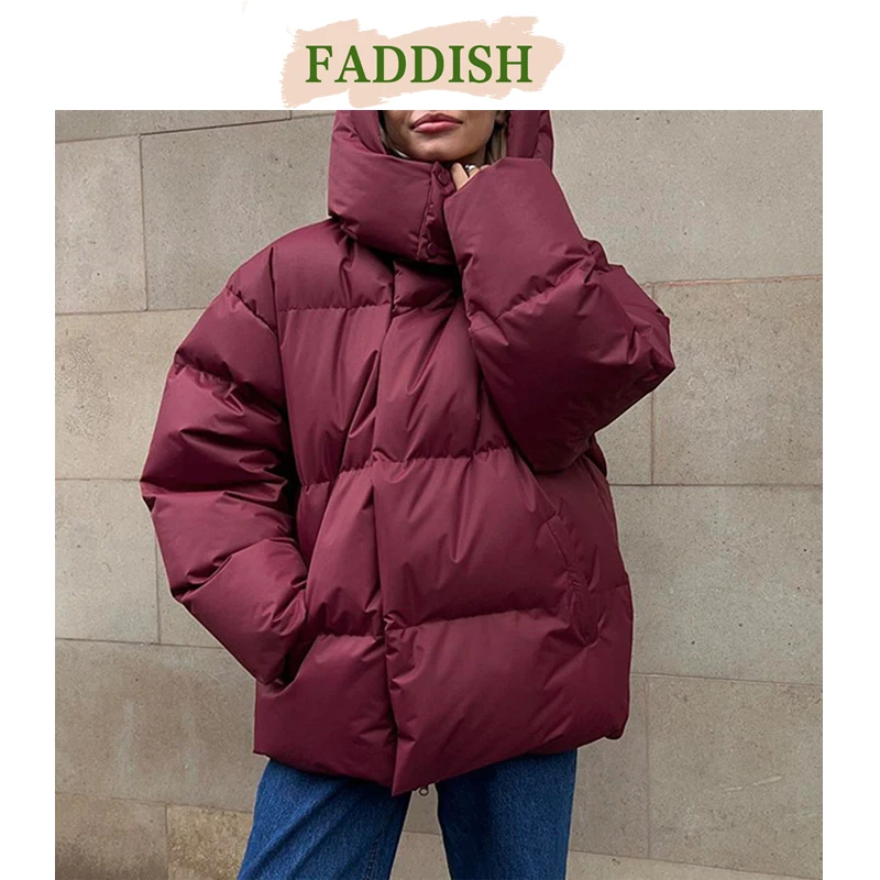 FADDISH Women Cotton Jacket Coat 2024 Winter High Quality Fashion Thicken Warm Hooded Casual Loose Long Parkas Outerwear Female