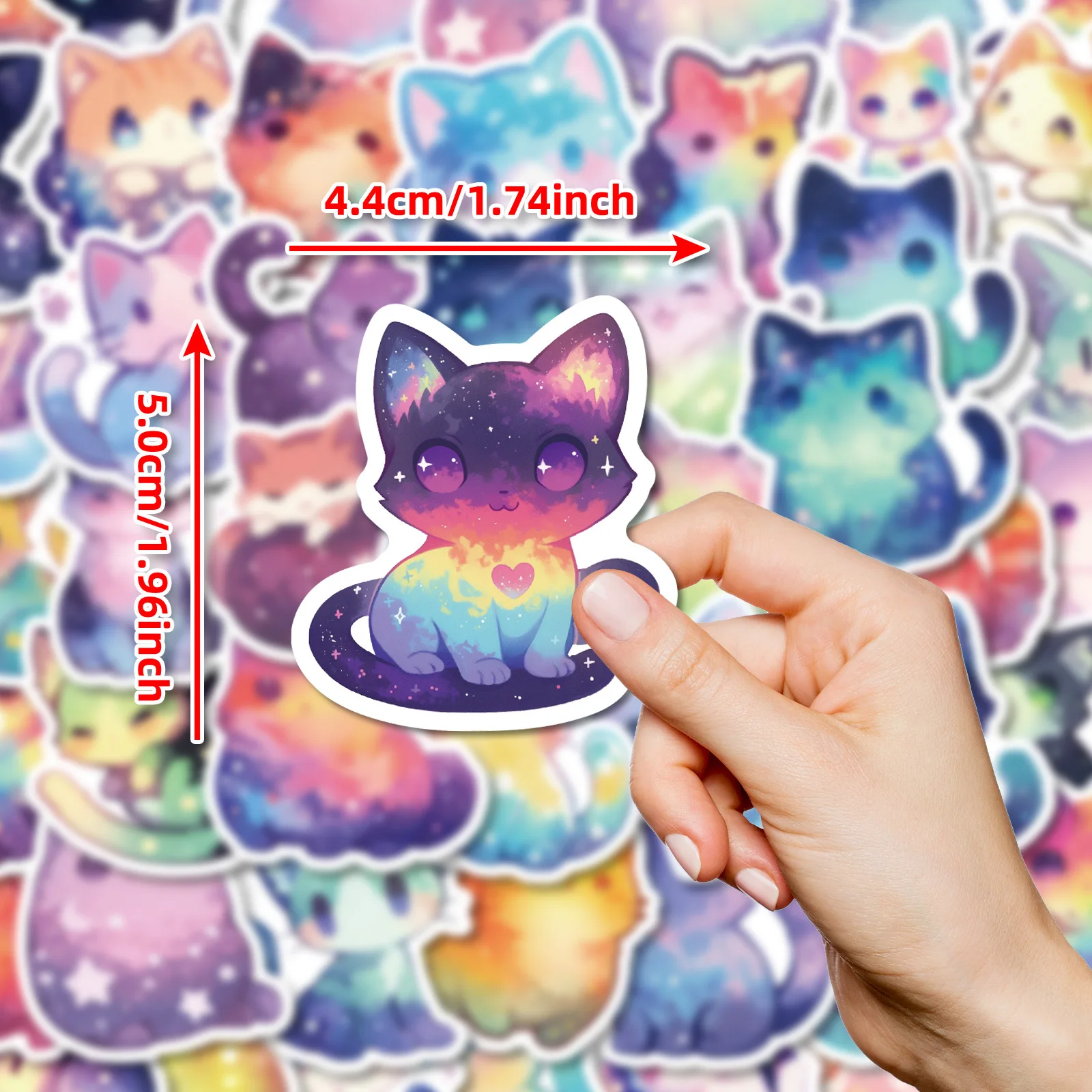 10/30/50pcs Fancy Purple Starry Sky Cats Stickers Cartoon Decals Decoration DIY Fridge Bike Phone Notebook Stationary Kids Toys