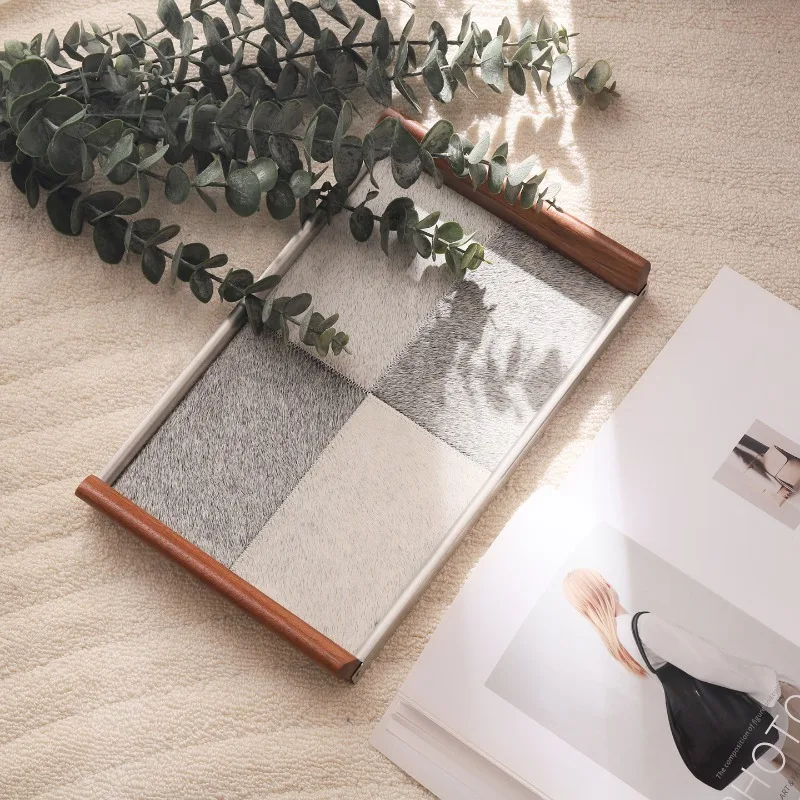 Real horsehair jewelry storage tray, high-end tea tray storage tray, high-end sense