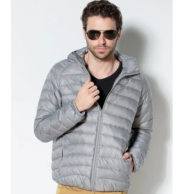 Chaqueta de plumón de pato blanco para hombre, abrigo ultraligero con capucha portátil, Parkas térmicas cálidas, chaqueta ligera de invierno, nuevo