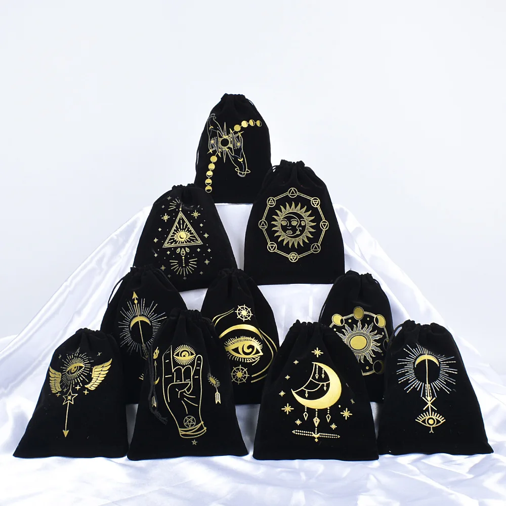 

10pcs/lot 13*18cm 5*7 Inches Black Velvet Draw Strings Pouch Tarot Cards Storage Bags Crystal Jewelry Gift Packaging Bag