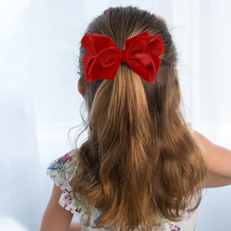 Elegant Velvet Hair Bow Clip Sweet Butterfly Barrettes Kids Hair Accessories Girls Hairpins Headdresses Women Headwear