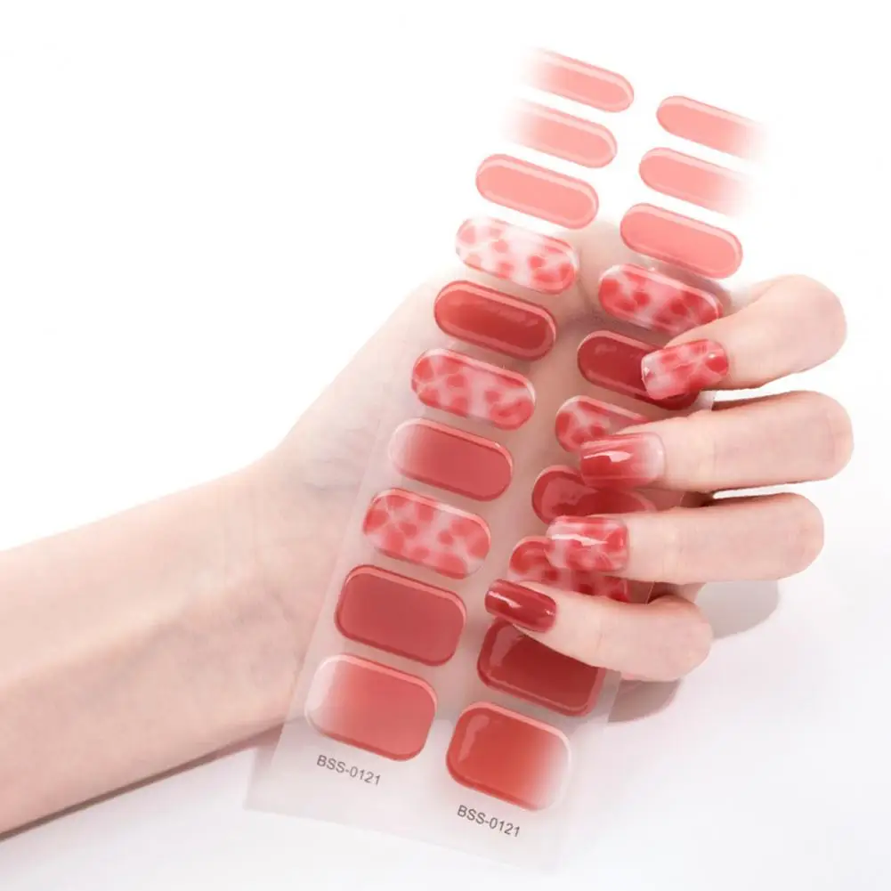 Peel-off Nail Stickers Eco-friendly Gel Nail Stickers Easy Application Waterproof Anti-break Nail Decals for Women 3d Light