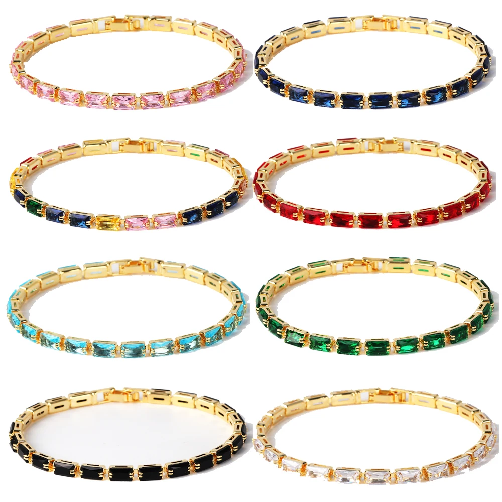 Fashion 4*6mm Zirconia Tennis Bracelet For Women Crystal Charm Designer Tennis CZ Chain Bracelet on Hand Wedding Jewelry