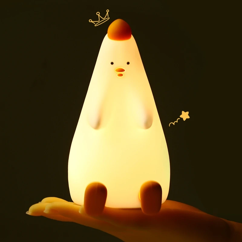 LED Children Night Light For Kids Soft Silicone USB Rechargeable Bedroom Decor Gift Animal Chick for Touch Night Lamp Gi