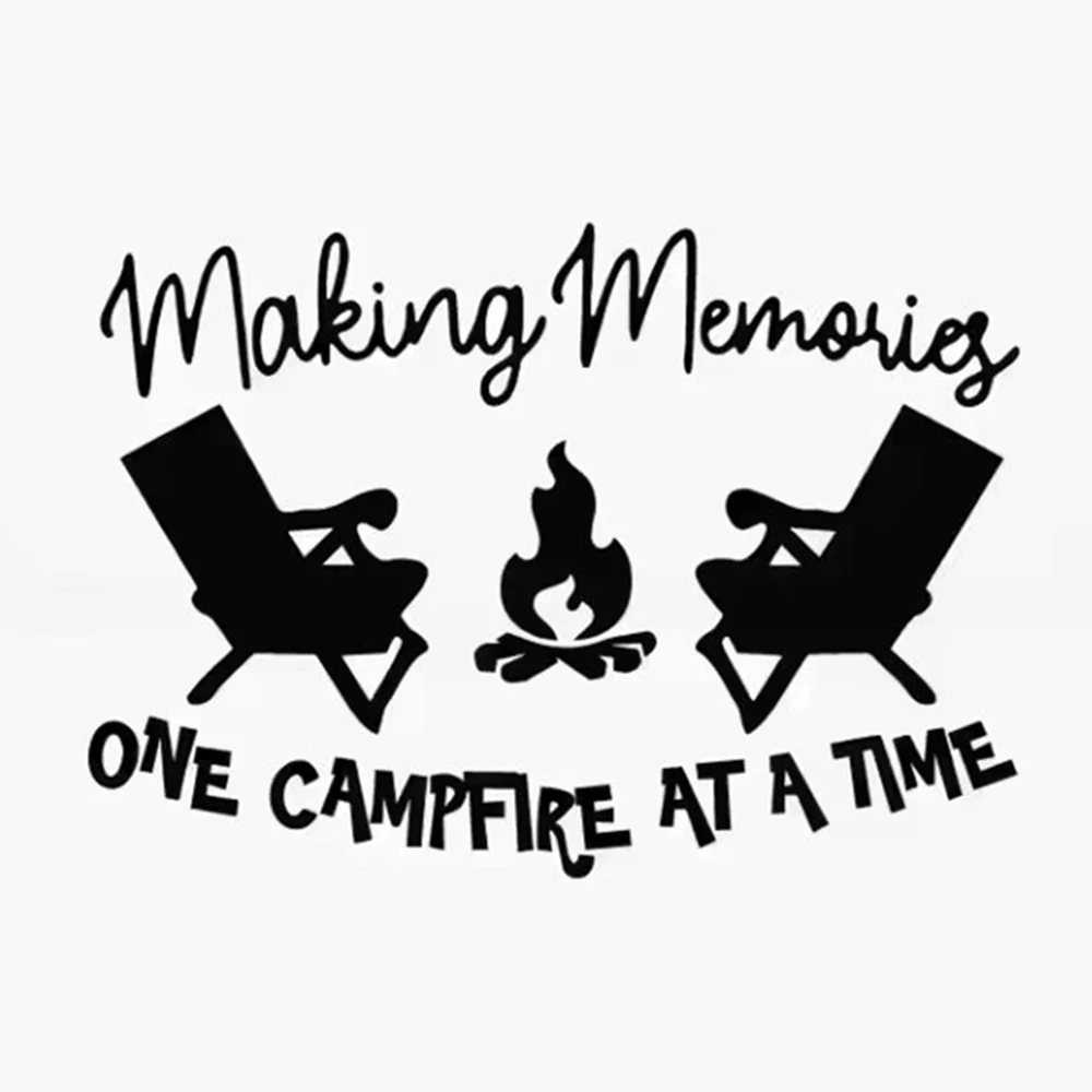 Campfire Memories Vinyl Decal, Outdoor Camping Scene Sticker, Removable Motivational Quote Decor for RV Camper Van Car Truck