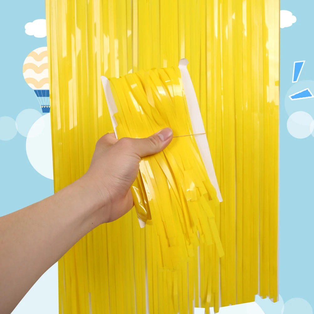 

Delicate Tassel Table Skirt Yellow Party Decor Birthday Photo Backdrop Bright Portable Easy Carry