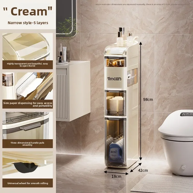 Household Goods Bathroom Crevice  Storage Cabinet, Bathroom Shelf, Bathroom Toilet Storage Cabinet, Toilet Side Storage Cabinet