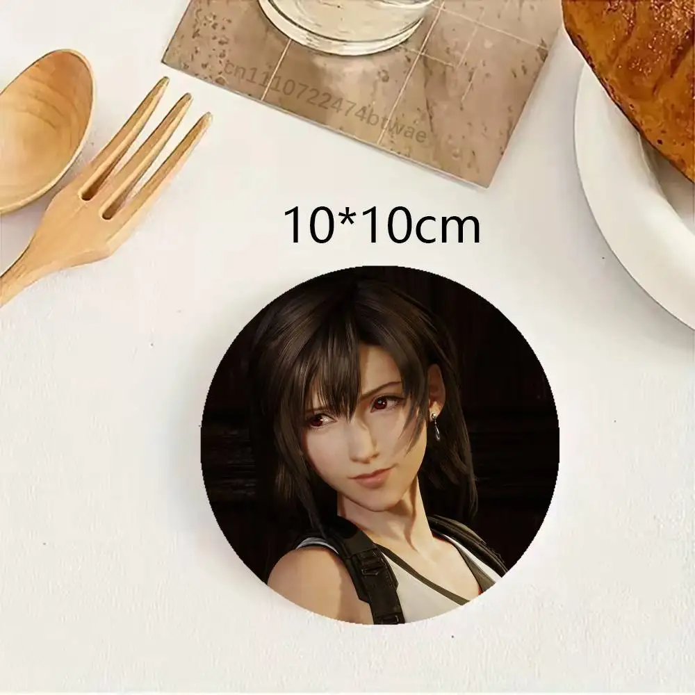 T-Tifa Lockhart FF 7 Wooden Coaster Set, A Must-Have For Holiday Parties, Suitable For Bars, Offices , Size 10cm X 10cm