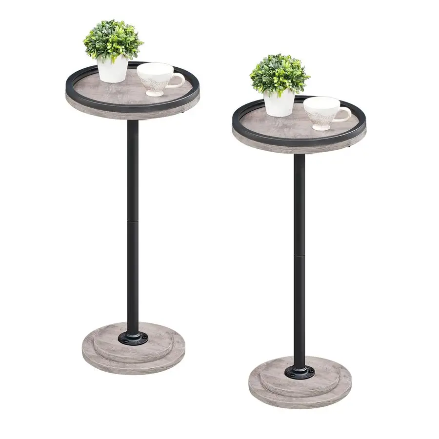 

Small Round Side Tables, Set of 2, Drink Tables, Coffee Martini Tables with Pedestal Accent for Small Spaces in Living Room, Be
