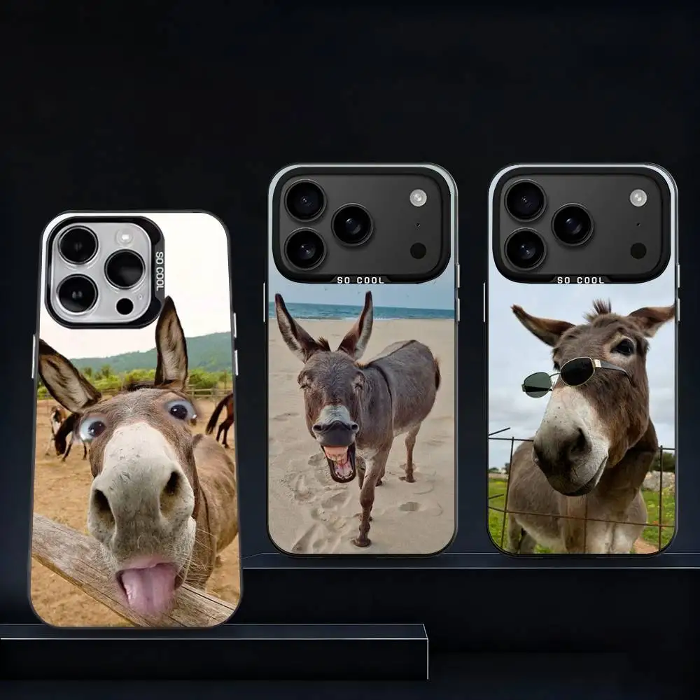 

Чехол для телефона с забавным рисунком осла для iPhone 17,16,15,14,13,12,11,Pro,XS,Max,Plus,Mini,SE4,E, черный матовый противоударный чехол