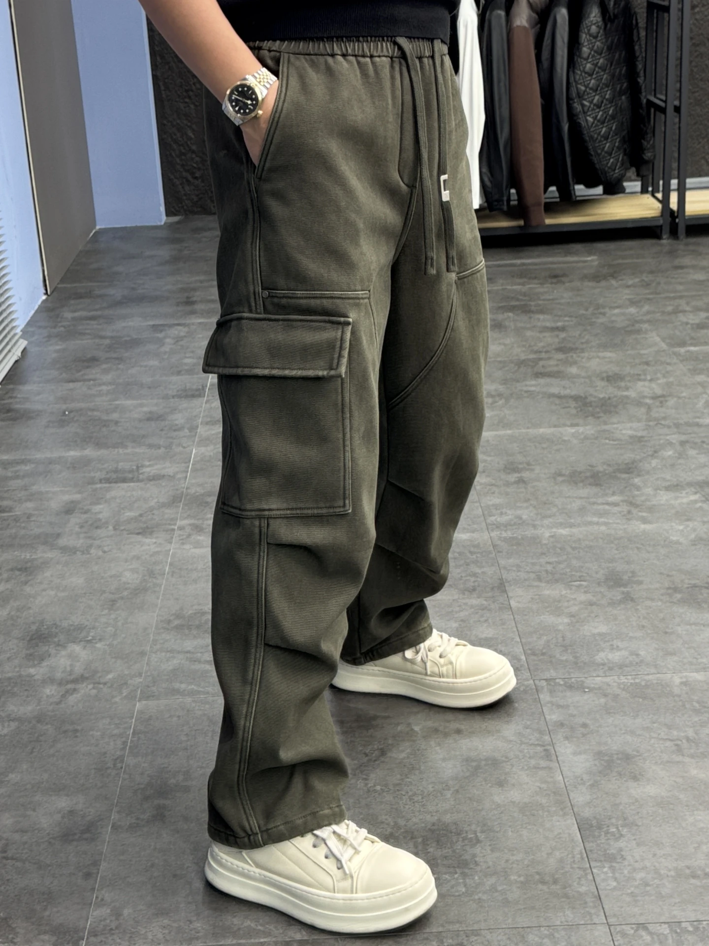 

Мужские рабочие брюки American Sle Thiened Fce, теплые свободные прямые хлопковые повседневные брюки на осень и зиму