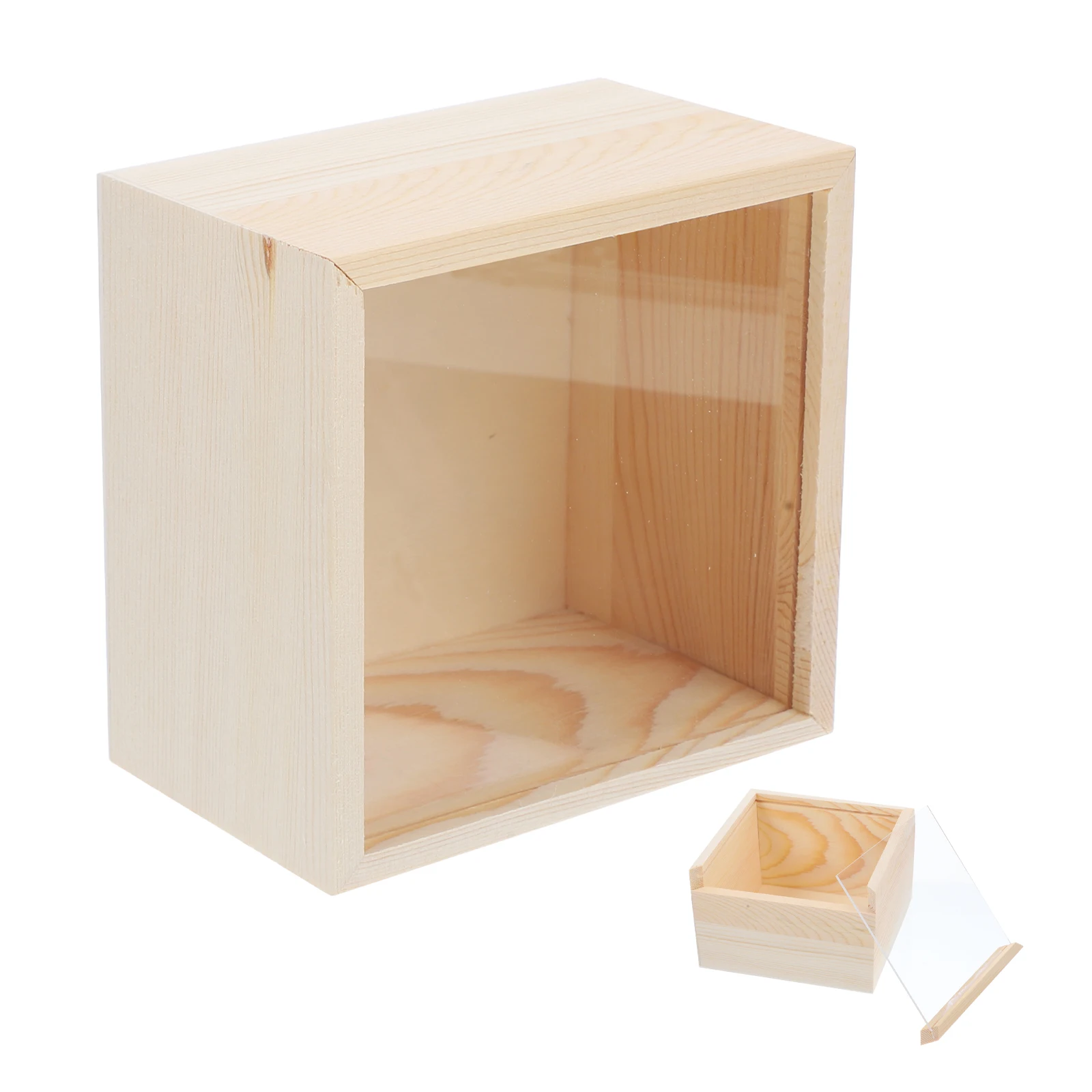 

Unfinished Wood Storage Box Compact Lightweight Decorative Jewelry Organizer Clear Lid Wood Case Suitable for Home Gift Packing