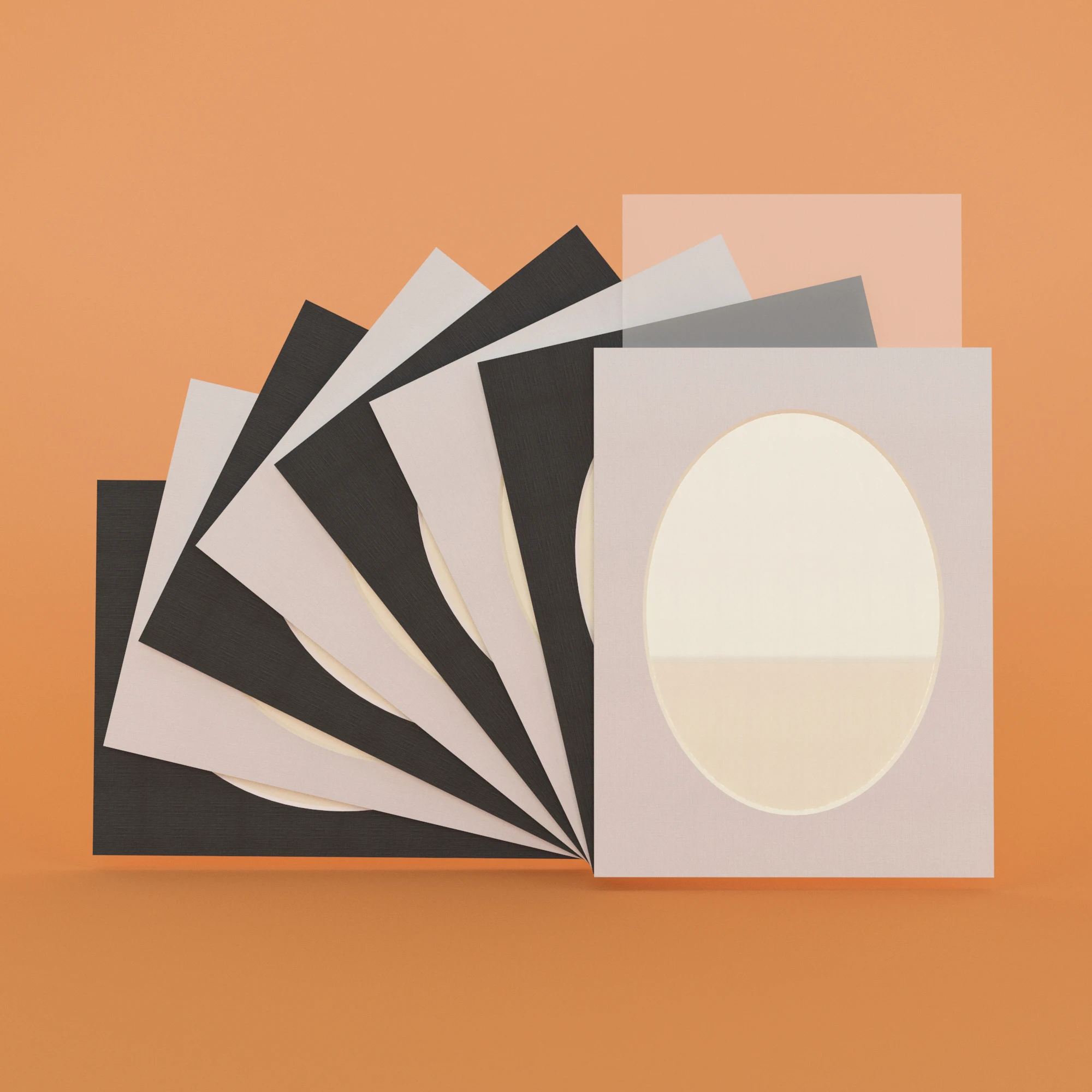 Oval Opening Rectangle Paperboard Picture Frame White/Black Mat Board Wall Mounted For Photo Décor