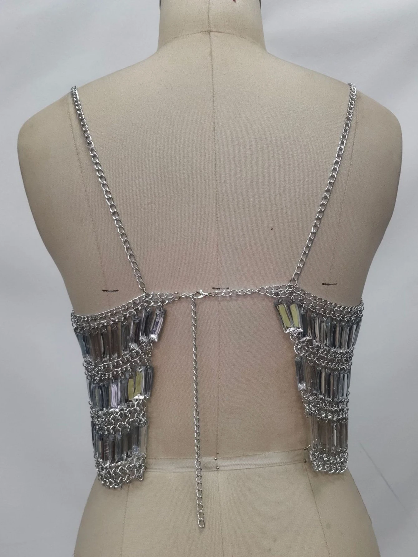 Sexy See Through Metal Sequin Crop Top Women Summer Beach Halter Tank Top Streetwear Hotwife Club Party Tops for Woman Clothing