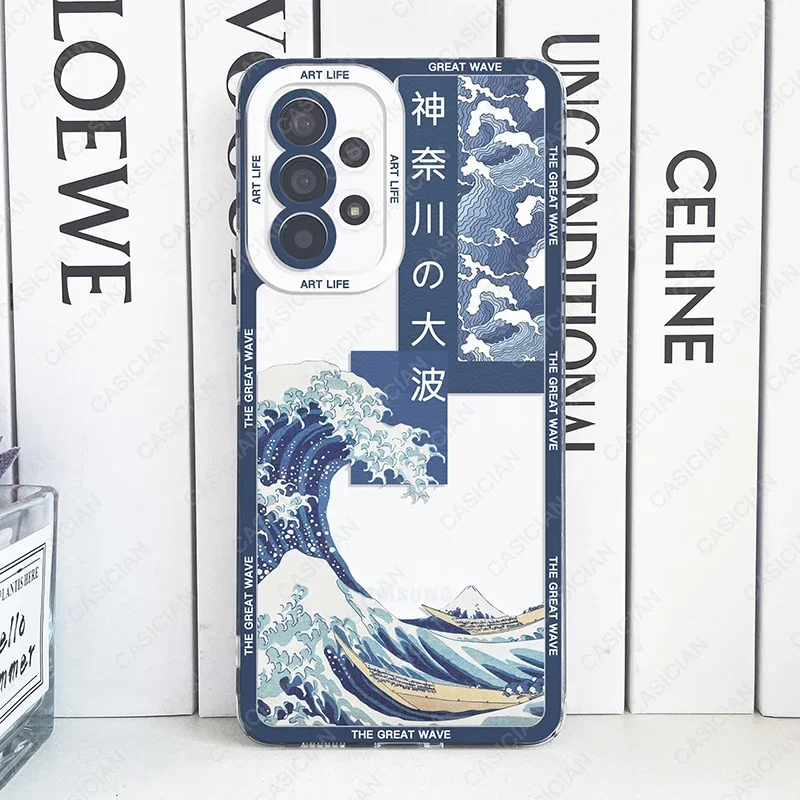 Custodia per Samsung Galaxy A52 A53 A54 S20 FE S21 Plus S22 S23 S24 Ultra La Grande Onda di Kanagawa Hokusai Arte Estetica Cover